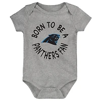 Lot de 3 bodys Born to Be pour bébés Panthers la Caroline noirs/bleus/gris