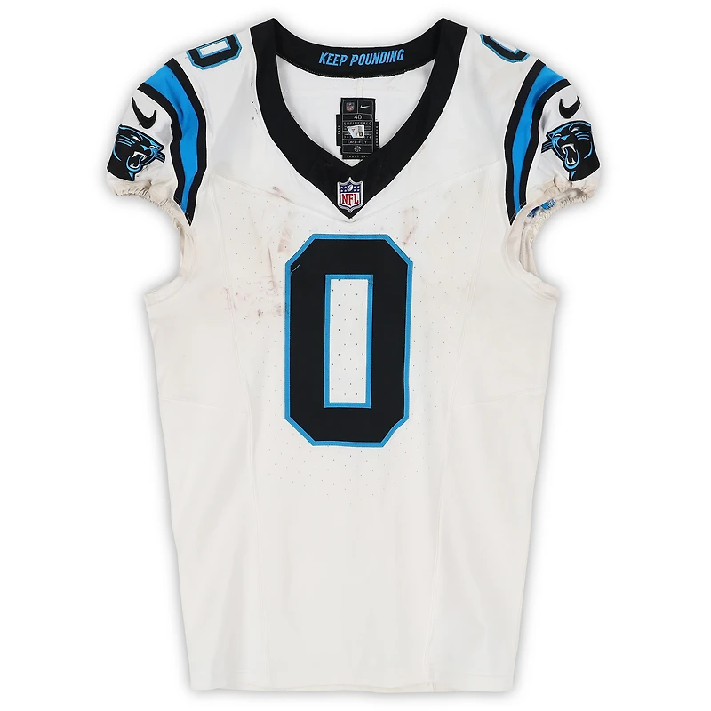 Ja'Tavion Sanders Carolina Panthers Game-Used #0 White Nike Jersey vs. New Orleans Saints on December 14, 2025