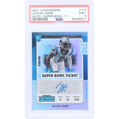 Jaycee Horn Carolina Panthers Autographed 2021 Panini Contenders Superbowl Ticket #144 #1/1 PSA Authenticated 9 Rookie Card