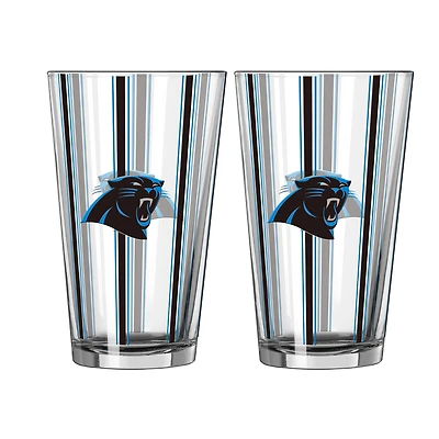 Logo Brands Carolina Panthers Two-Piece 16oz. Striped Pint Glass Set