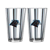 Logo Brands Carolina Panthers Two-Piece 16oz. Striped Pint Glass Set