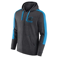 Sweat à capuche entièrement zippé Carolina Panthers Gains pour hommes Fanatics Heather Charcoal