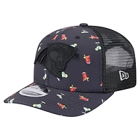 Casquette extensible à bouton-pression New Era bleu marine/noir Carolina Panthers Adventure Drinks Pattern 9SEVENTY pour homme