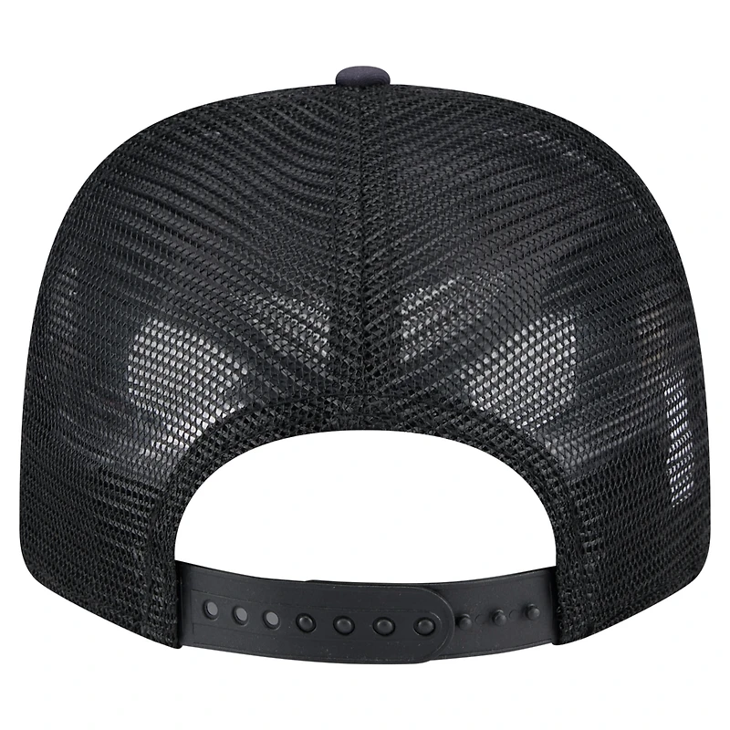 Men's New Era Navy/Black Carolina Panthers Adventure Drinks Pattern 9SEVENTY Stretch-Snap Hat