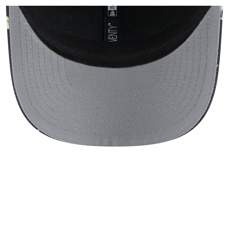 Casquette extensible à bouton-pression New Era bleu marine/noir Carolina Panthers Adventure Drinks Pattern 9SEVENTY pour homme