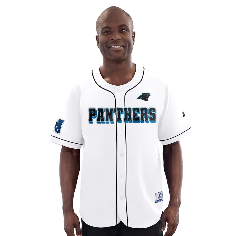 Men's Starter  White Carolina Panthers Relay Full-Button Baseball Jersey