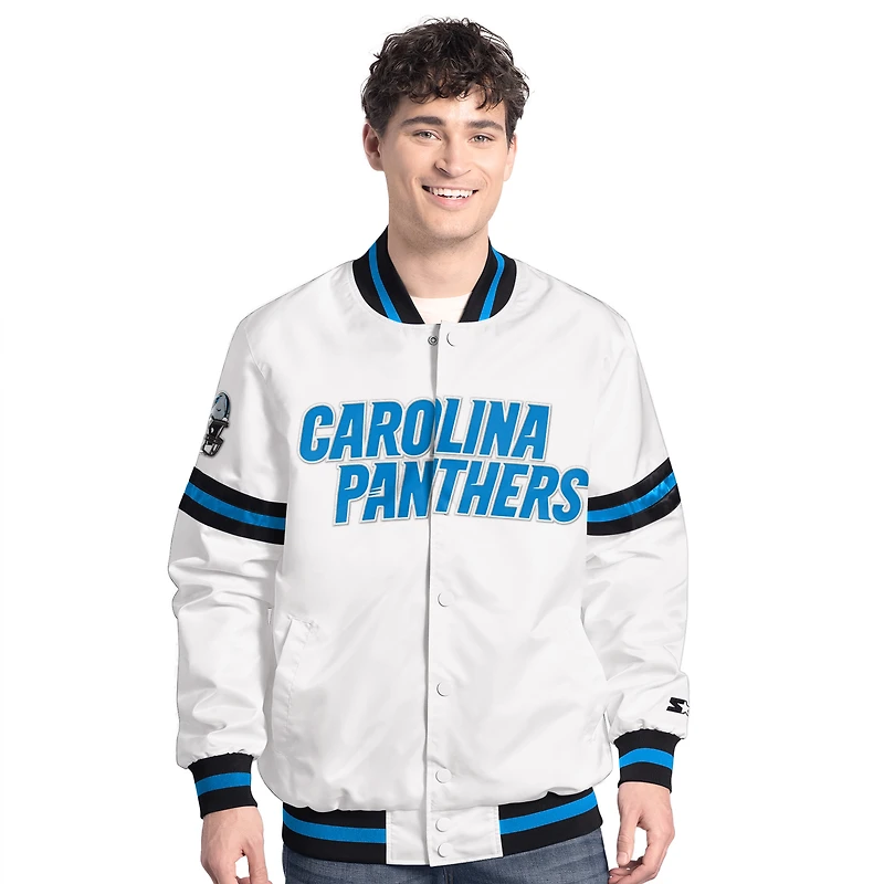 Veste universitaire blanche à boutons-pression Scout des Carolina Panthers Starter pour homme