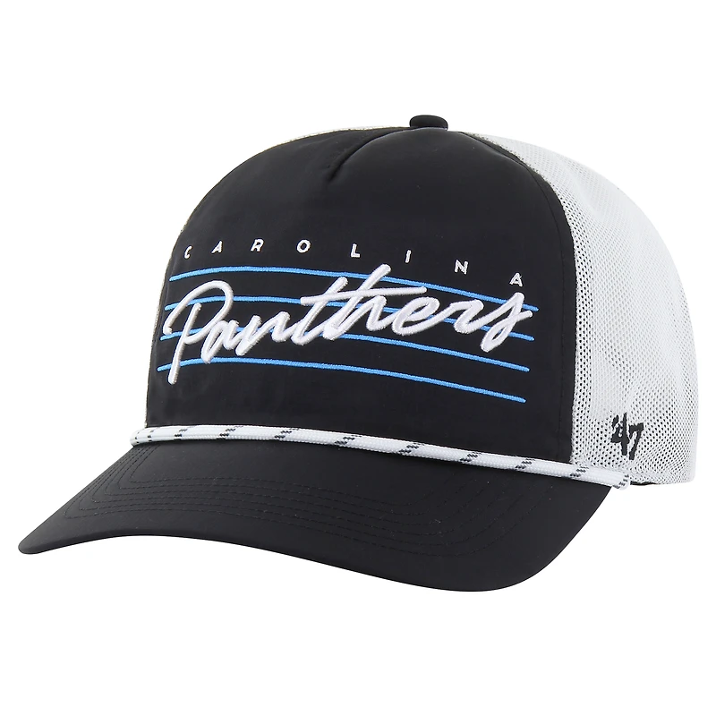 Men's '47 Black/White Carolina Panthers Downburst Relaxed Hitch Trucker Adjustable Hat