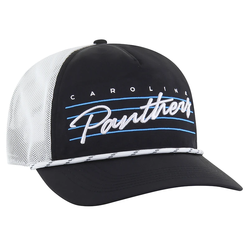 Men's '47 Black/White Carolina Panthers Downburst Relaxed Hitch Trucker Adjustable Hat