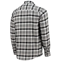 Men's Antigua Black/Gray Carolina Panthers Ease Flannel Long Sleeve Button-Up Shirt