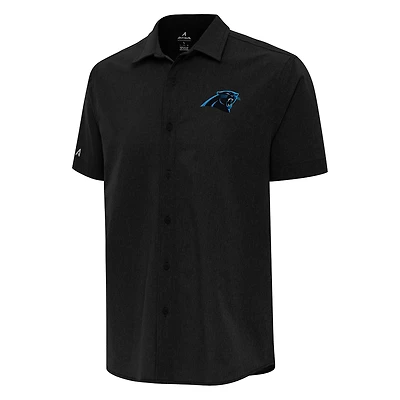 Chemise boutonnée tissée Activate Antigua Black Carolina Panthers pour homme