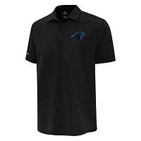 Chemise boutonnée tissée Activate Antigua Black Carolina Panthers pour homme