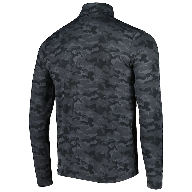 Sweat-shirt à fermeture éclair quart de tour Antigua Black Carolina Panthers Brigade pour homme