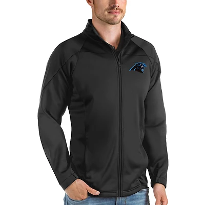 Veste de golf zippée intégrale Antigua Black Carolina Panthers pour homme