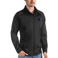 Veste de golf zippée intégrale Antigua Black Carolina Panthers pour homme