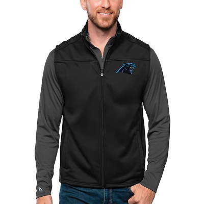 Gilet de golf entièrement zippé Antigua Black Carolina Panthers pour homme