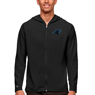 Sweat à capuche zippé intégral avec logo Legacy des Carolina Panthers pour homme, noir, Antigua