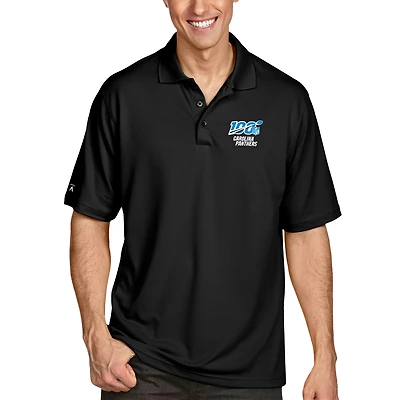 Polo NFL 100 Pique Xtra-Lite noir Antigua pour homme des Carolina Panthers