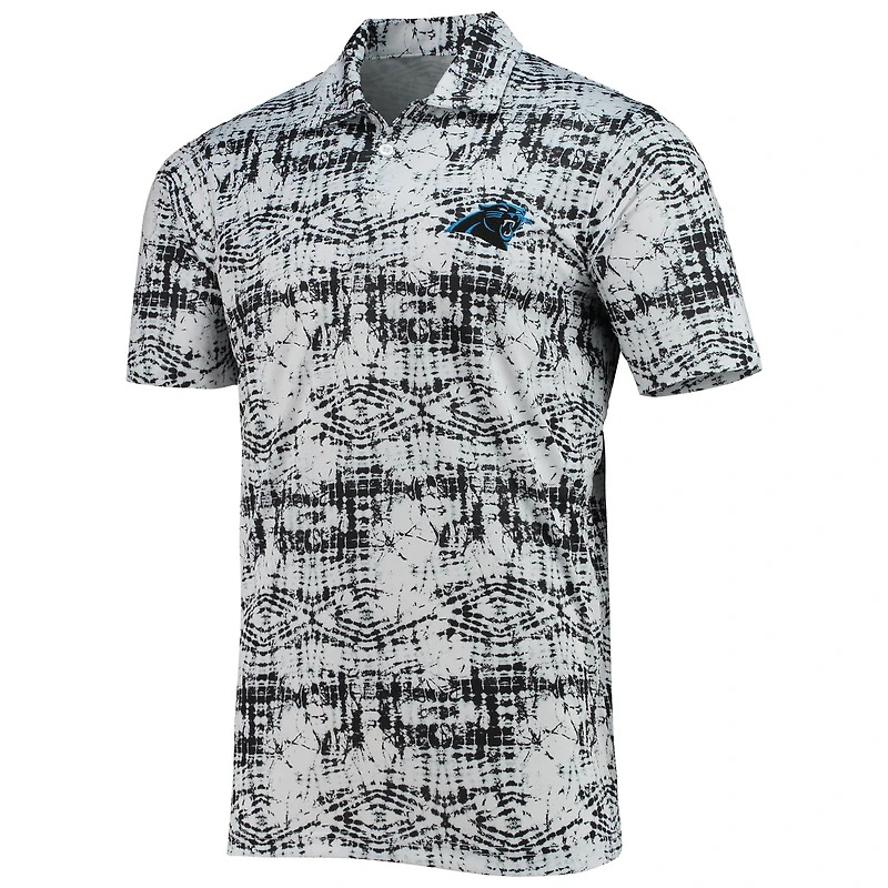 Men's Antigua Black Carolina Panthers Vivid Polo