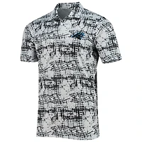 Men's Antigua Black Carolina Panthers Vivid Polo