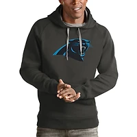 Men's Antigua Charcoal Carolina Panthers Victory Pullover Hoodie