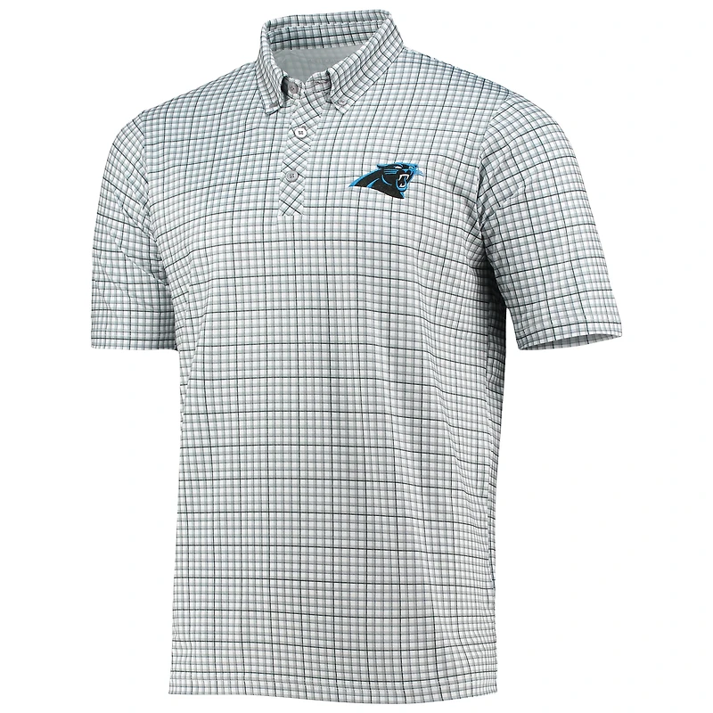 Men's Antigua Gray/Black Carolina Panthers Deliver Button-Down Polo