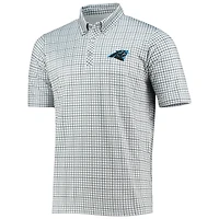 Men's Antigua Gray/Black Carolina Panthers Deliver Button-Down Polo