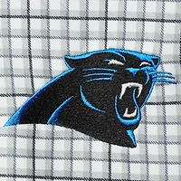Men's Antigua Gray/Black Carolina Panthers Deliver Button-Down Polo