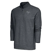 Pull-over à fermeture éclair quart de tour Gambit rétro pour homme, couleur anthracite chiné, logo l'équipe des Carolina Panthers