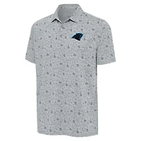 Polo Relentless Antigua Heather Grey pour homme des Carolina Panthers