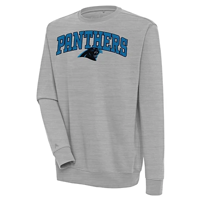 Men's Antigua  Heather Gray Carolina Panthers Victory Chenille Pullover Sweatshirt