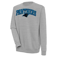 Men's Antigua  Heather Gray Carolina Panthers Victory Chenille Pullover Sweatshirt