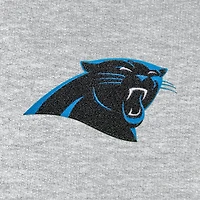 Men's Antigua Heathered Gray Carolina Panthers Action Chenille Pullover Hoodie