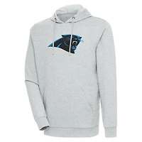 Men's Antigua Heathered Gray Carolina Panthers Action Chenille Pullover Hoodie