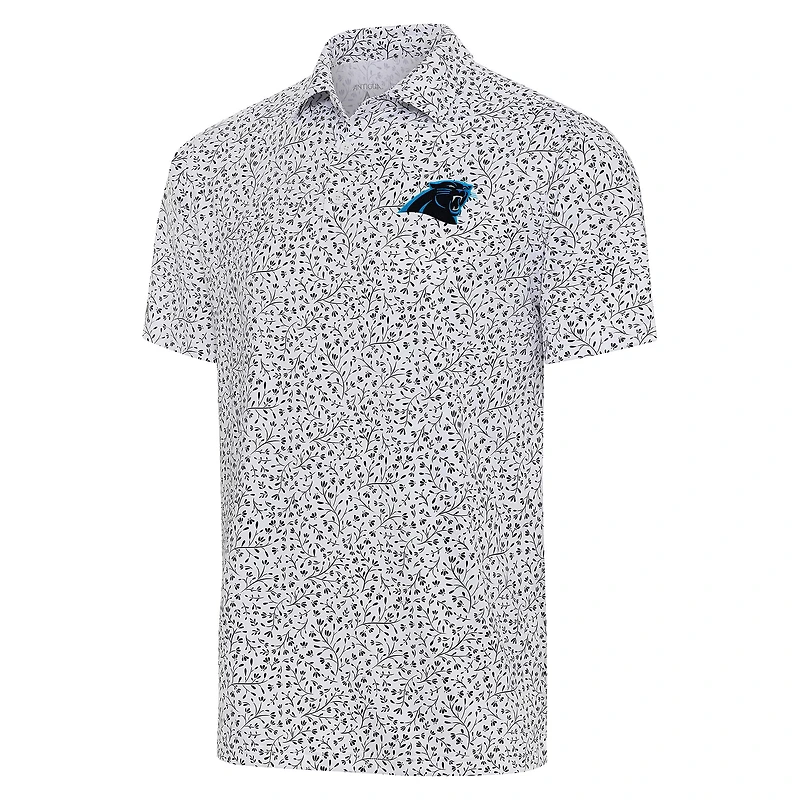 Men's Antigua  White/Black Carolina Panthers Motion Polo