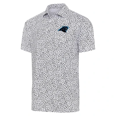 Men's Antigua  White/Black Carolina Panthers Motion Polo