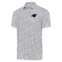 Men's Antigua  White/Black Carolina Panthers Motion Polo