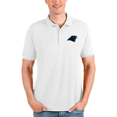 Men's Antigua White Carolina Panthers Affluent Polo