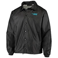 Veste coupe-vent classique raglan à boutons-pression pour homme, modèle Coaches des Panthers de la Caroline, noire