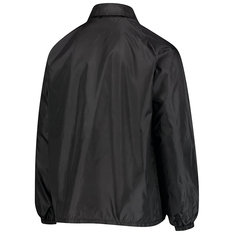 Veste coupe-vent raglan classique à boutons-pression pour hommes Black Carolina Panthers Coaches
