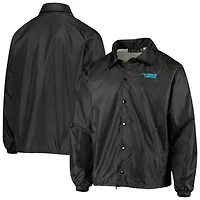 Veste coupe-vent raglan classique à boutons-pression pour hommes Black Carolina Panthers Coaches