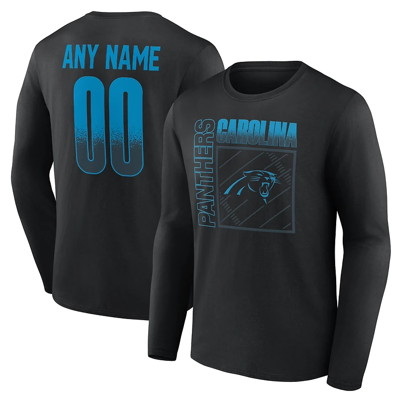 T-shirt à manches longues noir pour homme Carolina Panthers Home Field Pop personnalisé avec nom et numéro