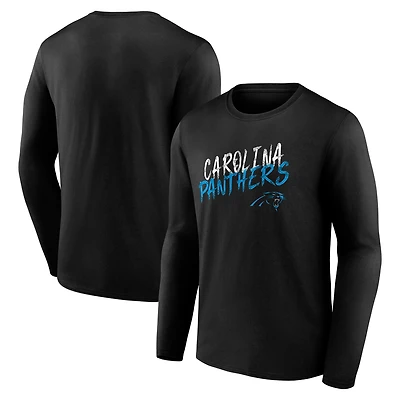 Men's Black Carolina Panthers Hustle Long Sleeve T-Shirt
