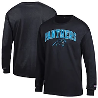 T-shirt à manches longues Champion Black Carolina Panthers avec logo en arc de cercle pour homme
