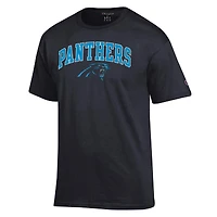 T-shirt Champion noir pour homme avec logo des Panthers de la Caroline en arc cercle