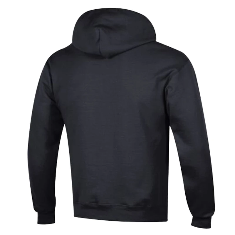 Sweat à capuche Champion noir Carolina Panthers Powerblend avec logo en arc sur fond blanc