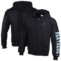 Men's Champion  Black Carolina Panthers Powerblend Fleece Full-Zip Hoodie