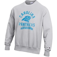 Men's Champion  Heather Gray Carolina Panthers Reverse Weave Fleece Pullover Sweatshirt