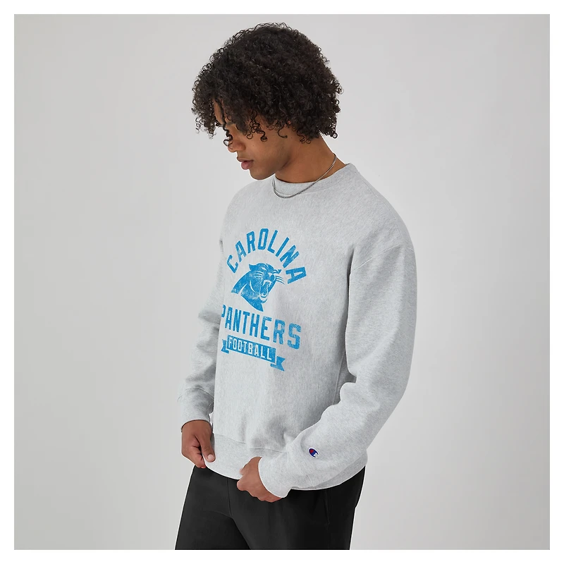Men's Champion  Heather Gray Carolina Panthers Reverse Weave Fleece Pullover Sweatshirt