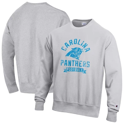 Men's Champion  Heather Gray Carolina Panthers Reverse Weave Fleece Pullover Sweatshirt